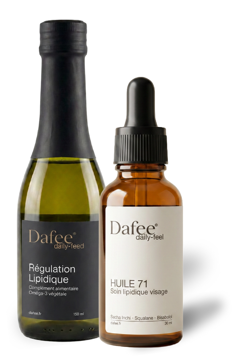 Two Dafee bottles. Daily-feed and Daily-feel