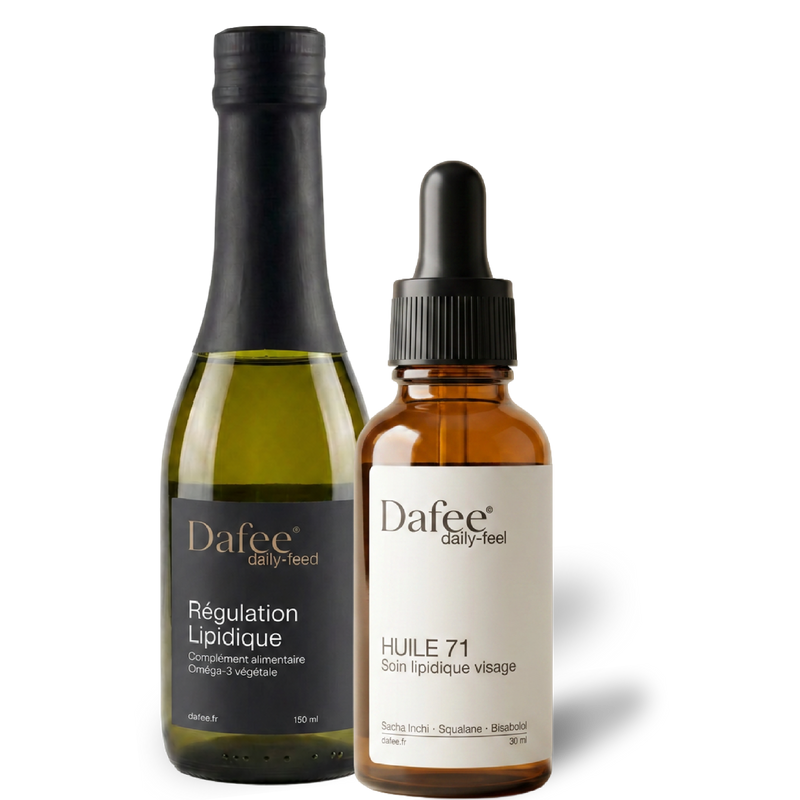 Two Dafee bottles. Daily-feed and Daily-feel