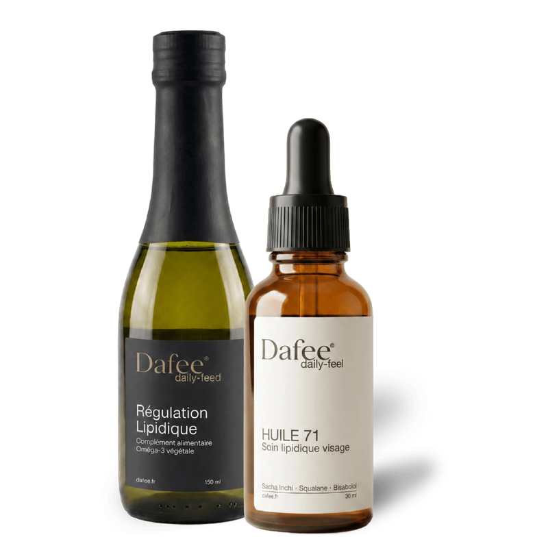 Two Dafee bottles. Daily-feed and Daily-feel